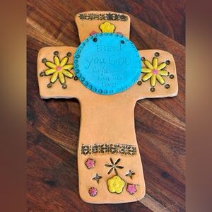 New Creative Sun Baked Clay Cross Thank You God For Filling Our House With Love